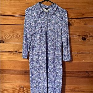 Talbots Blue and Purple Paisley Long Sleeve Dress